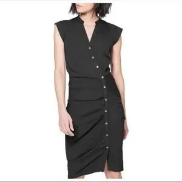 RARE PLUS SIZE VERONICA BEARD Bell Button Down Ruched Shirtdress Size 18 - Picture 6 of 13